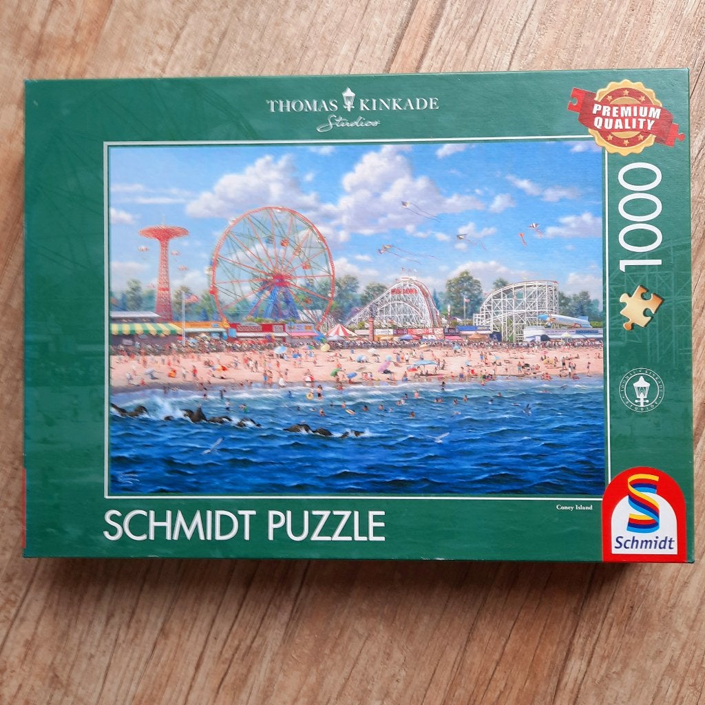 Thomas Kinkade Puzzel Coney Island  1000 stukjes, Ophalen of Verzenden, 500 t/m 1500 stukjes, Zo goed als nieuw