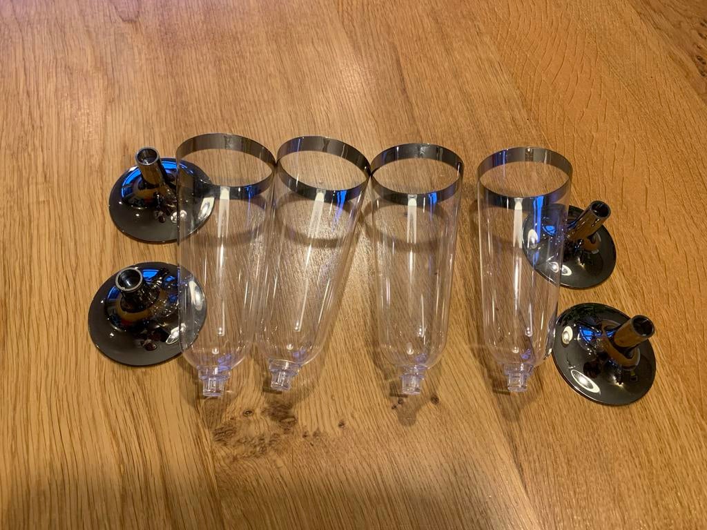 Set van 4 plastic champagneglazen - Ideaal voor feestjes!, Overige typen, Kunststof, Ophalen of Verzenden, Nieuw