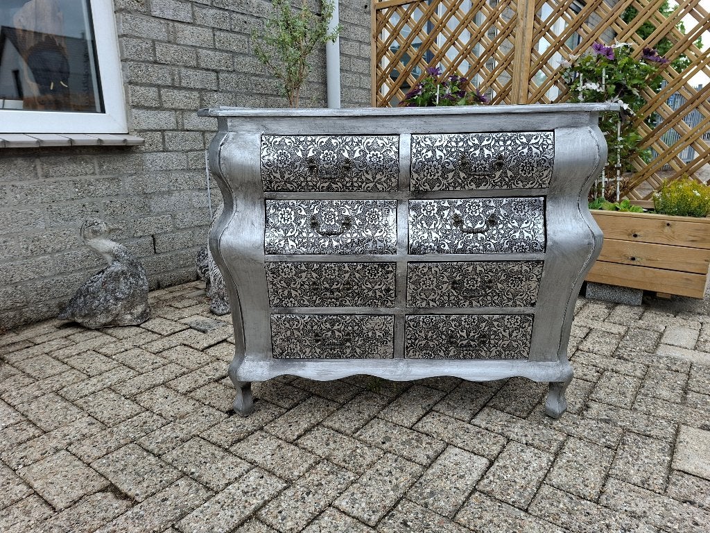 schitterende vintage zilver kleurige barok ladekastje, Huis en Inrichting, Kasten | Ladekasten, Gebruikt, 50 tot 100 cm, 3 of 4 laden