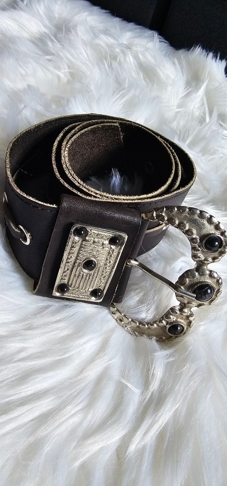 Prachtige vintage leren riem, rock, punk, gothic leren veter, 100 cm of meer, Zwart, Tailleriem, Ophalen of Verzenden