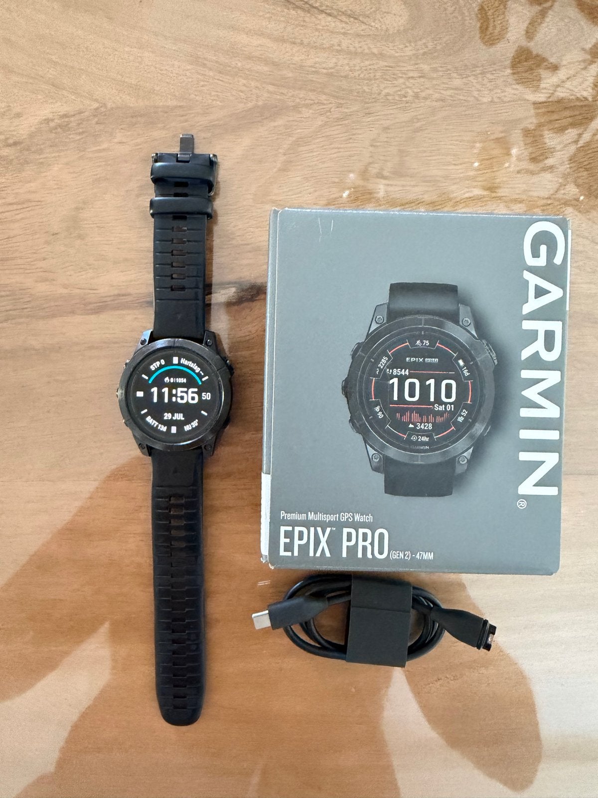 Garmin Epix Pro (Gen 2) - 47mm Multisport GPS Smartwatch, Ophalen, Zwart, Zo goed als nieuw, Waterdicht