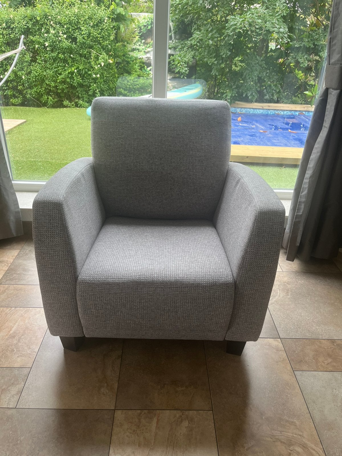 Fauteuil Grijs stof, Ophalen, Gebruikt, 75 tot 100 cm, Stof