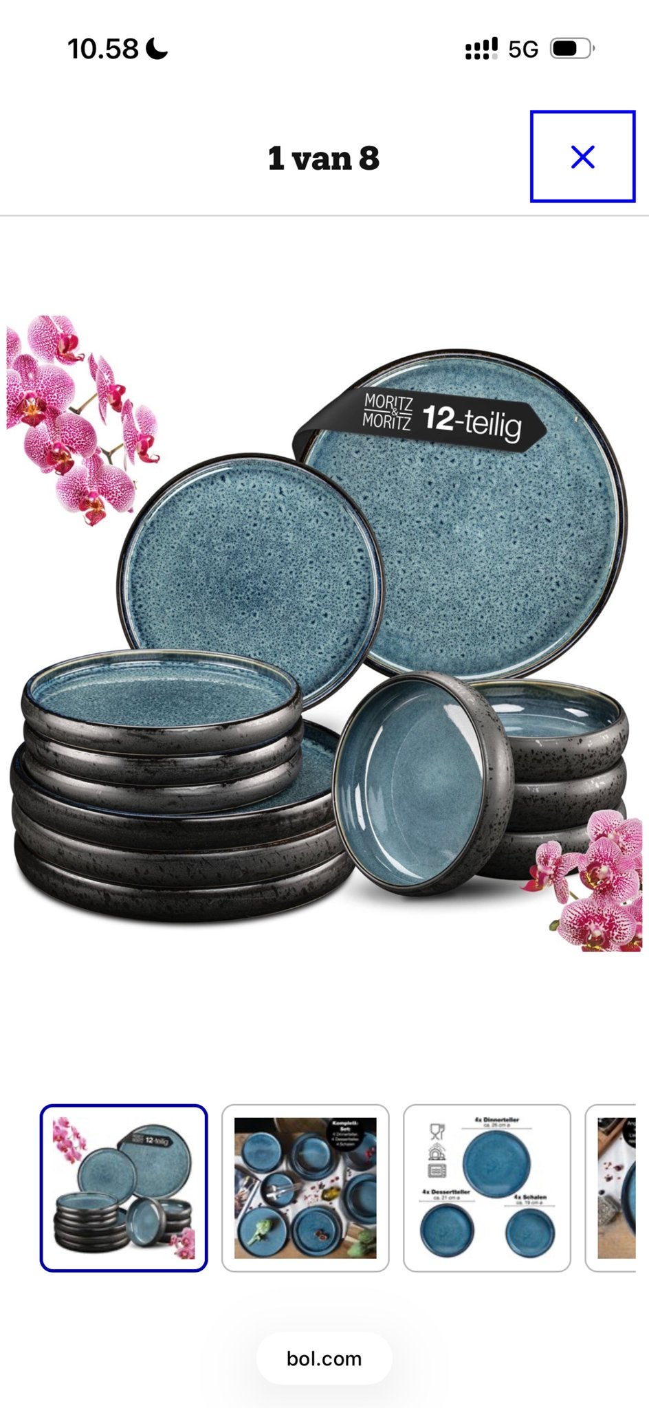 Moritz & Moritz Servies Set 12-delig - Blauw/Zwart, Huis en Inrichting, Overige merken, Keramiek, Nieuw, Ophalen of Verzenden