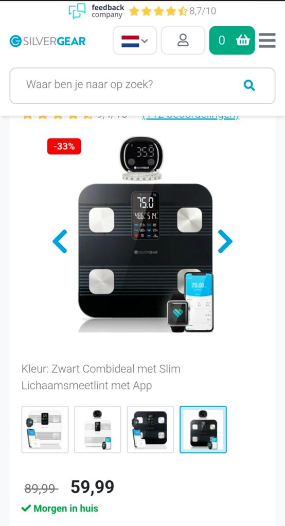 Silvergear Smart Personenweegschaal - Zwart, Ophalen of Verzenden, Gebruikt, Lichaamsverzorging