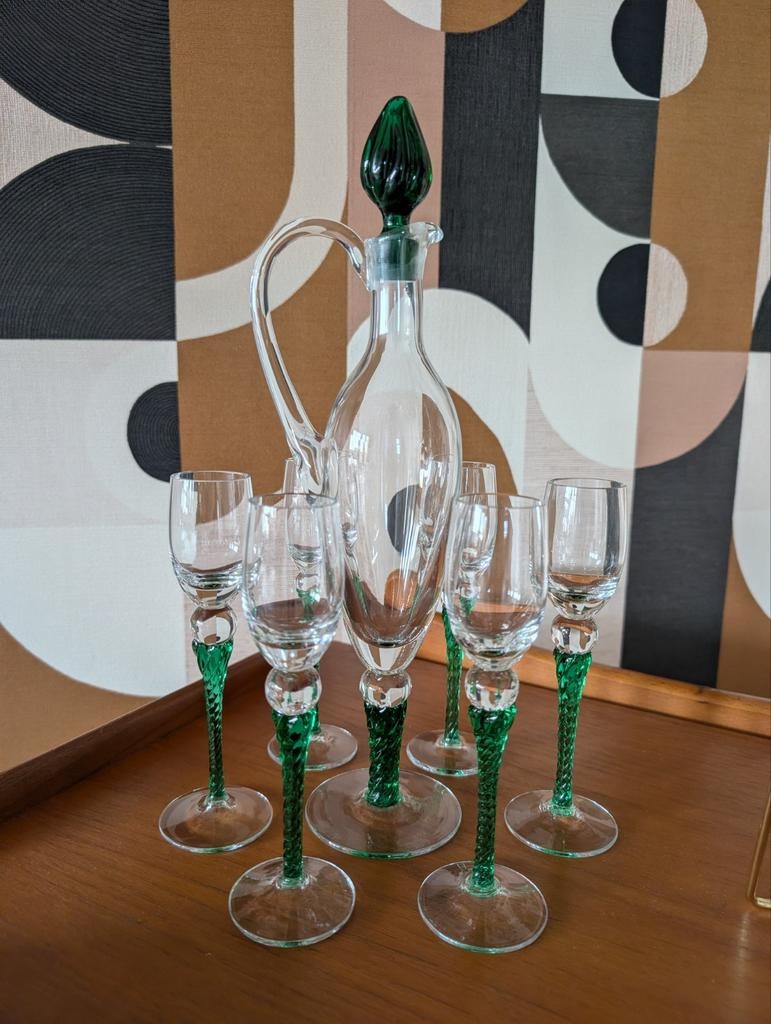 Uranium karaf set, nieuwstaat, Ophalen of Verzenden, Zo goed als nieuw, Borrel- of Shotglas