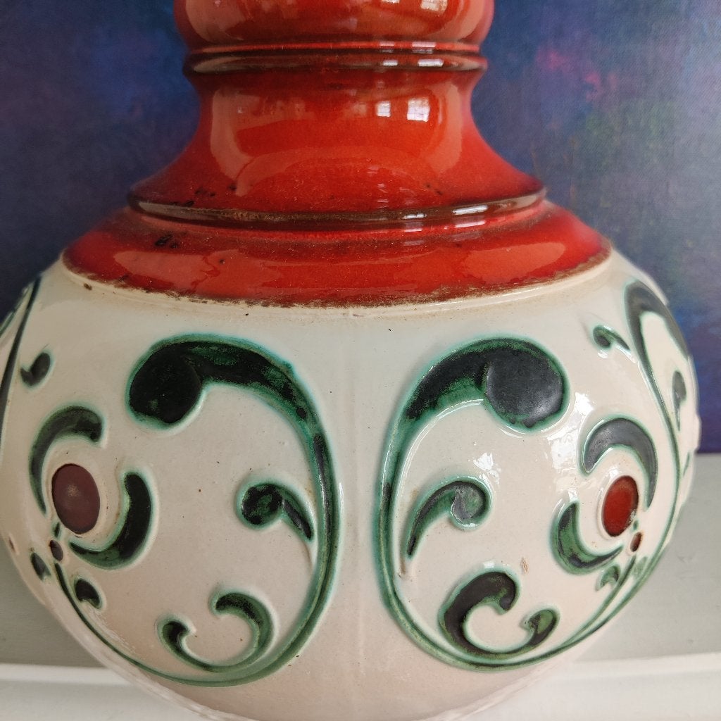 Vintage lamp Gouds plateel - stof Capuchins Sanderson, Ophalen, 64 cm, Meerkleurig, Handgemaakt