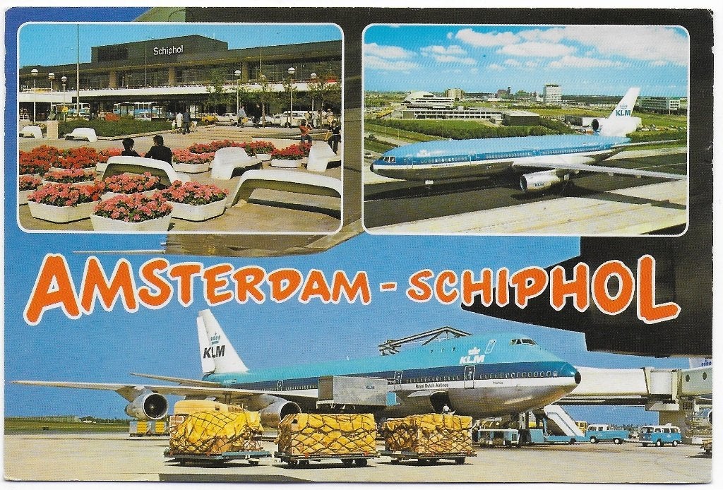 Amsterdam schiphol gelopen ansichtkaart ( b5303 ), Ophalen of Verzenden, 1980 tot heden, Gelopen, Noord-Holland
