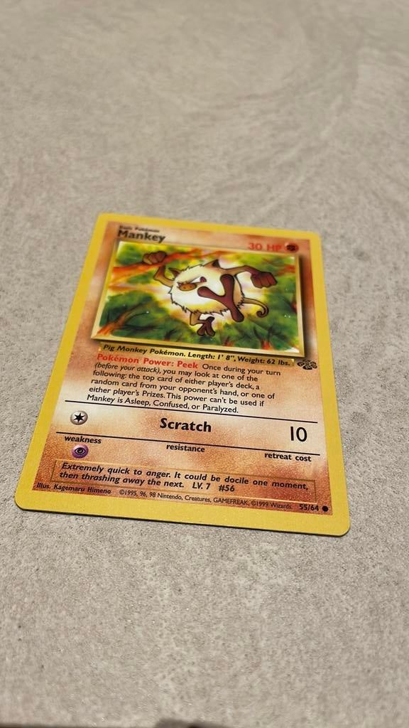 Pokémon kaart mankey 55/64, Ophalen, Zo goed als nieuw