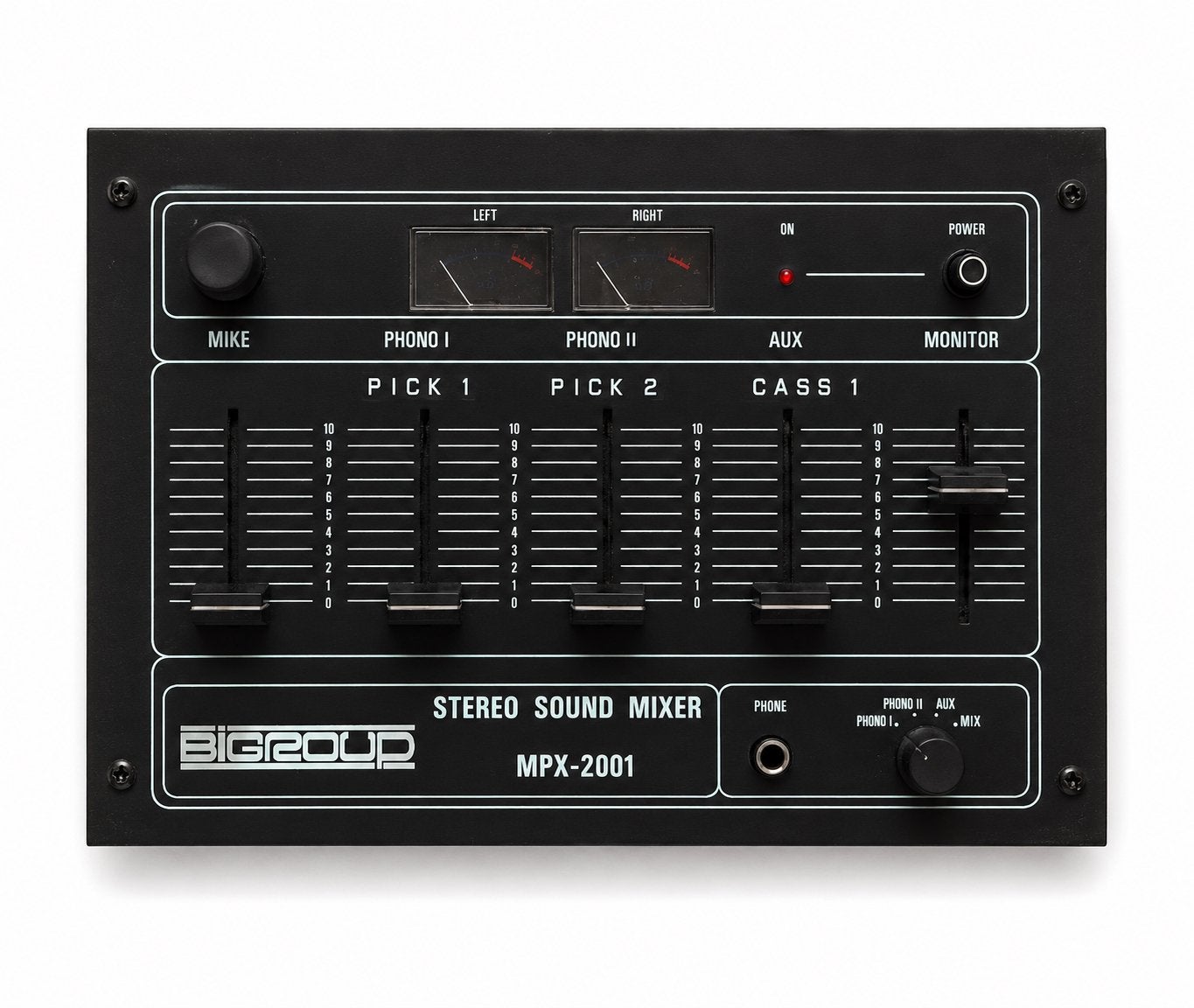 Vintage BIGROUP MPX-2001 Stereo Sound Mixer, Ophalen of Verzenden, Zo goed als nieuw, Minder dan 5 kanalen, Microfooningang