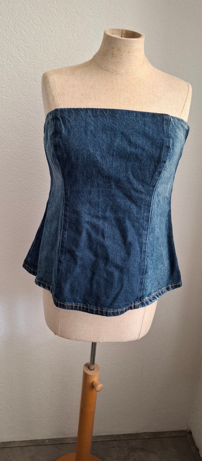 Zara Denim Strapless Top Maat M, Kleding | Dames, Maat 38/40 (M), Blauw, Zara, Ophalen of Verzenden