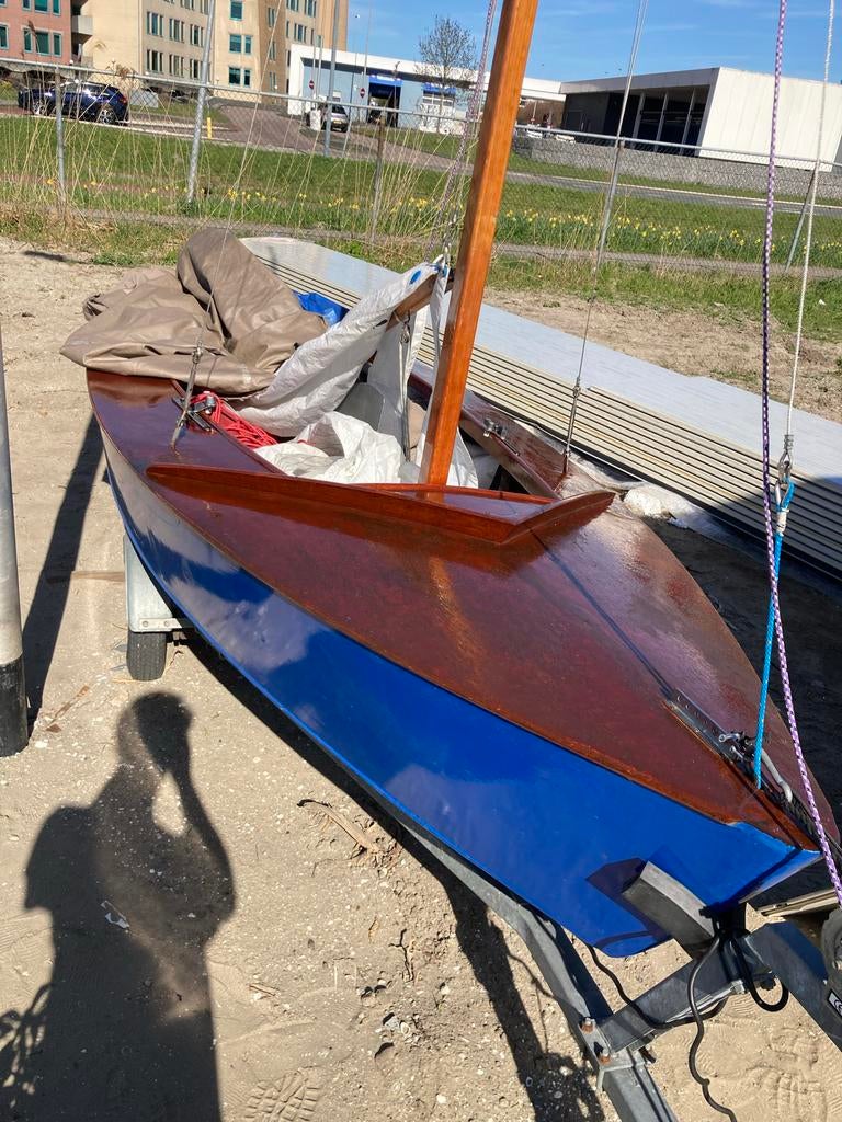 Orginele flits jol zeilwedstrijdboot met zeilen en trailer, Watersport en Boten, Geen motor, Gebruikt, Overige brandstoffen, Overige typen