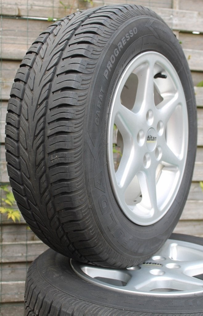 4 zomerbanden 6mm op 15 inch Alu velg 5x110 Opel Saab Fiat, Ophalen, Gebruikt, 15 inch, 205 mm