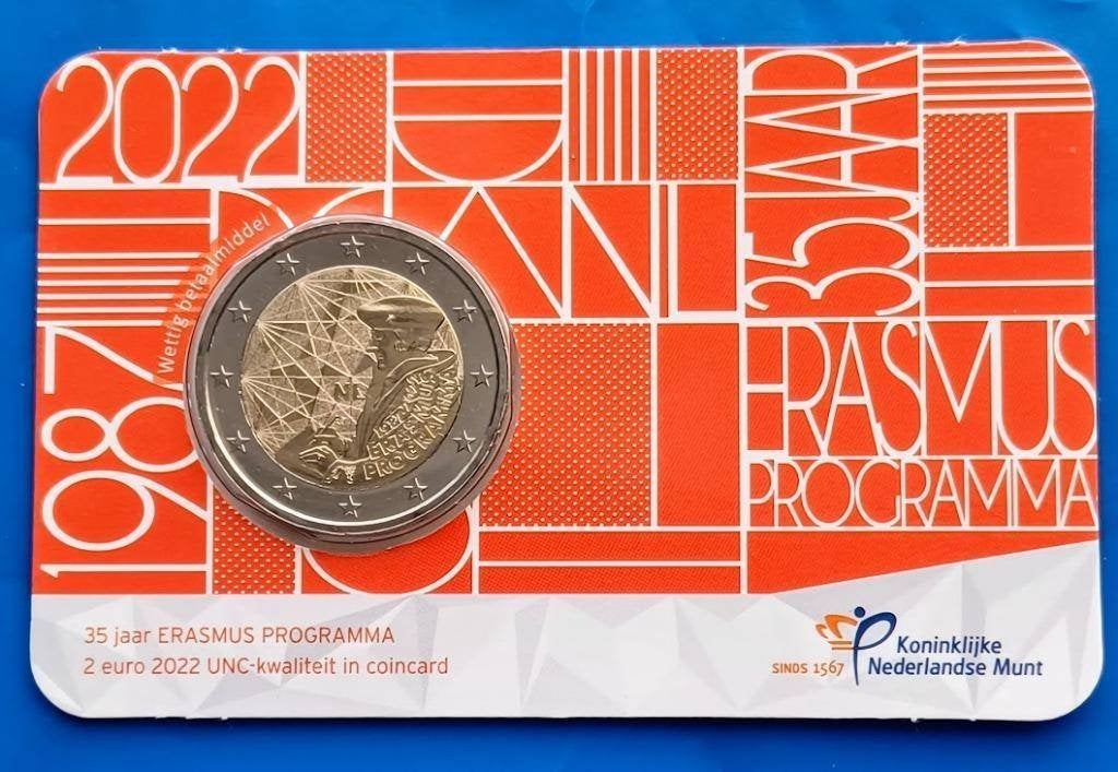 35 jaar ERASMUS Programma 2022 UNC-kwaliteit in coincard, Postzegels en Munten, Munten | Nederland, Verzenden, Koningin Beatrix