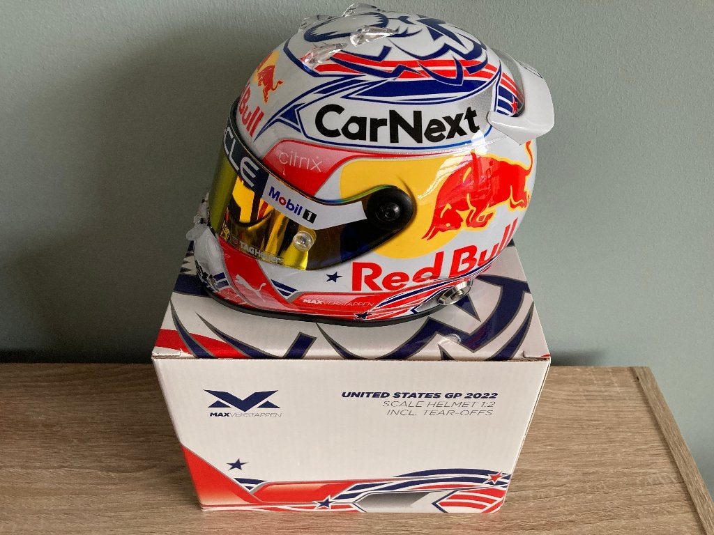 ✅ Max Verstappen 1:2 helm United States GP 2022 RB18 F1, Ophalen of Verzenden, Nieuw, Formule 1