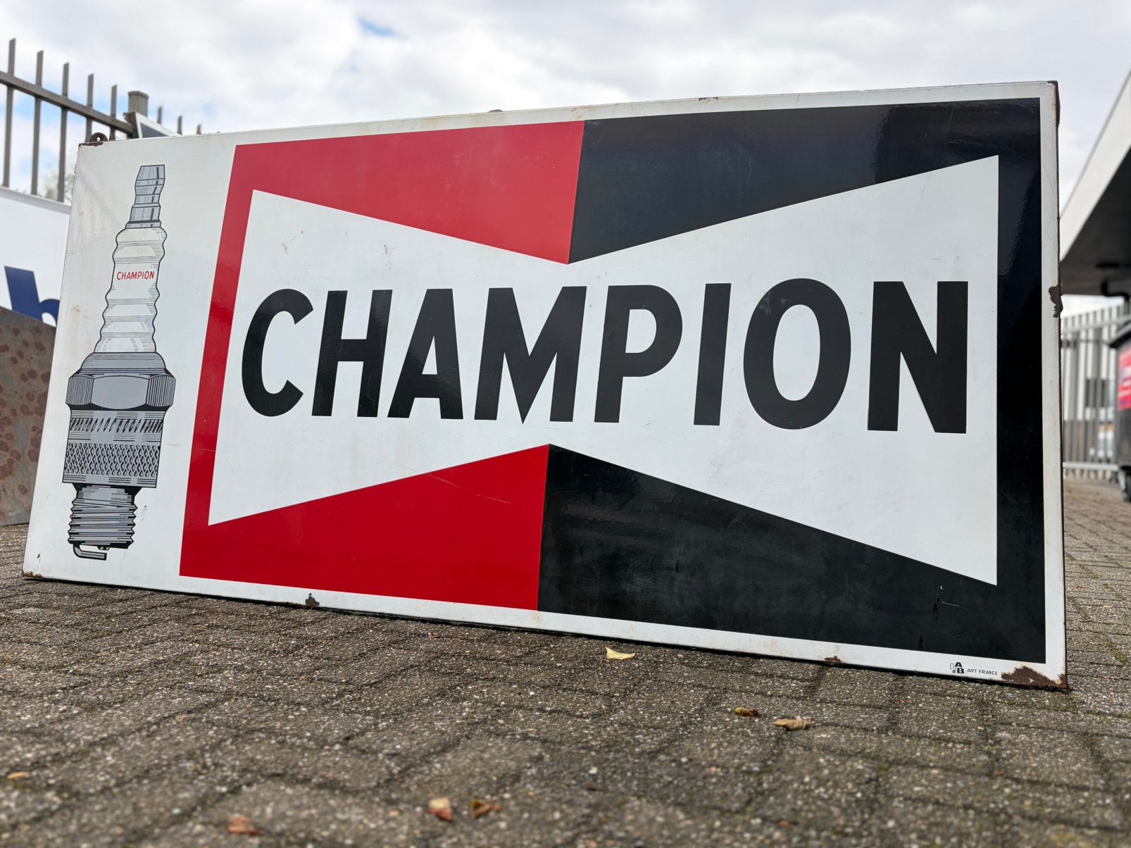 Champion emaille bord 200x100cm, Verzamelen, Merken en Reclamevoorwerpen, Ophalen, Zo goed als nieuw, Reclamebord