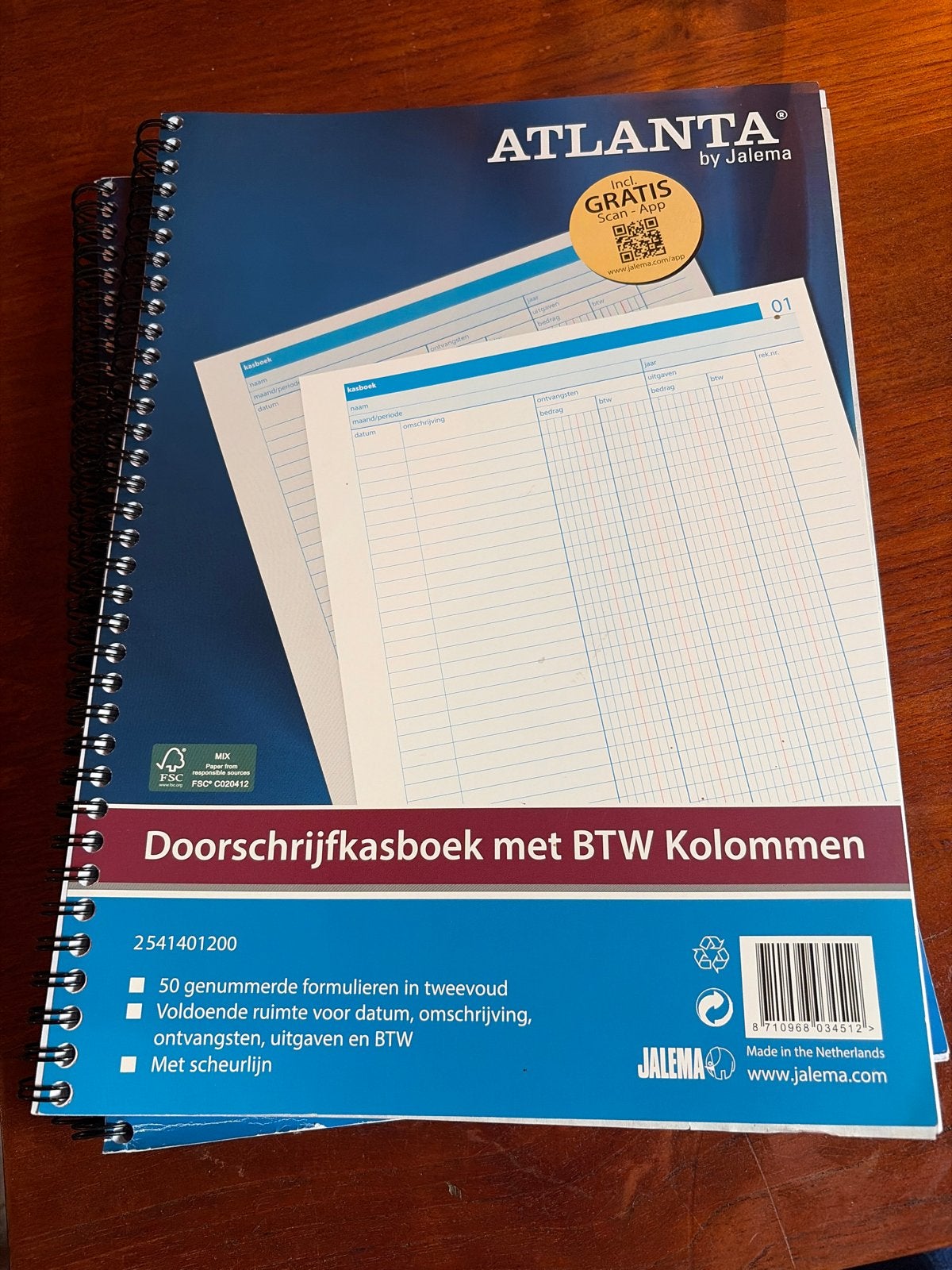 3x Nieuw Atlanta Doorschrijfkasboek met BTW Kolommen, Diversen, Ophalen of Verzenden