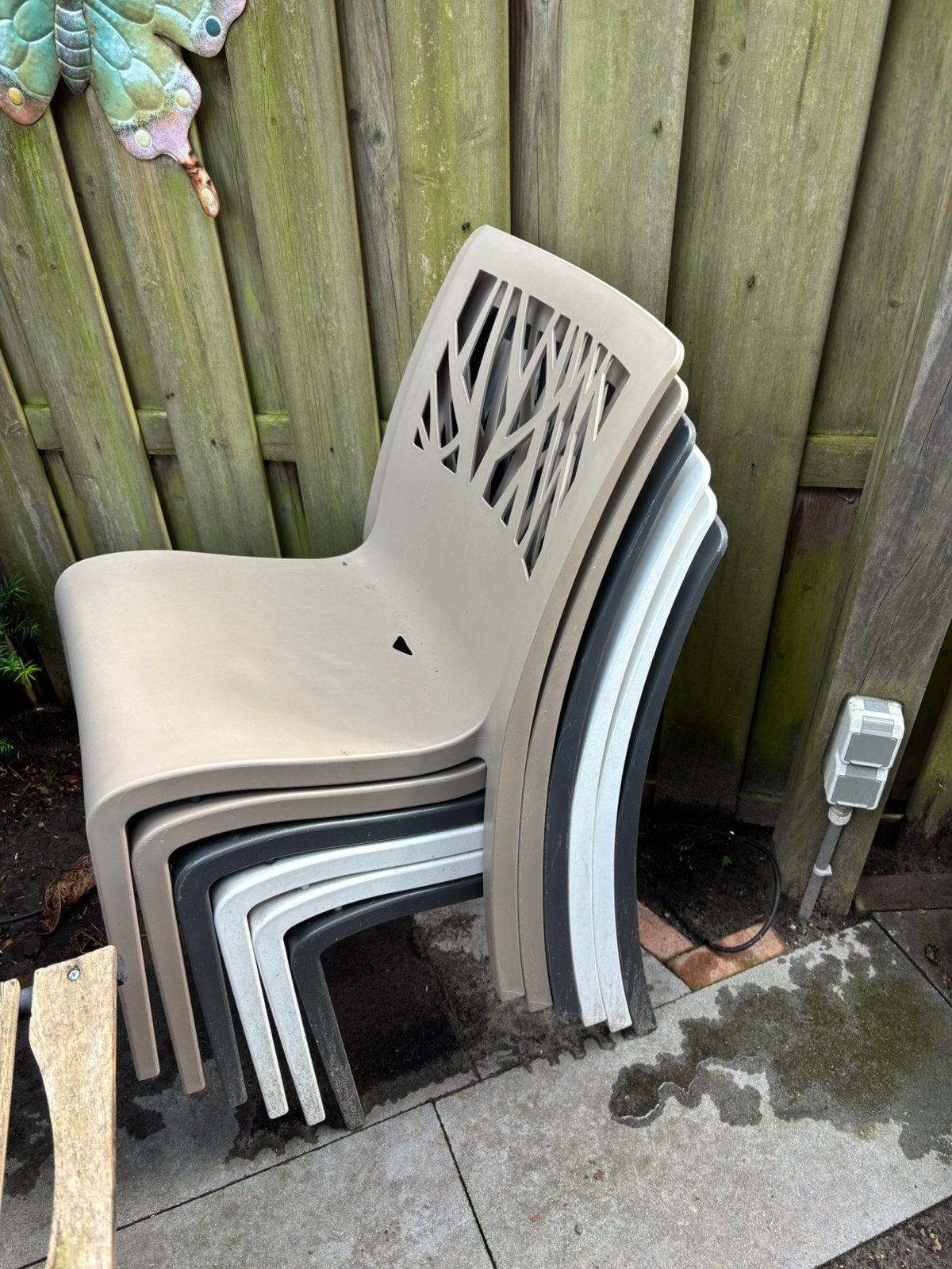 6 hippe tuinstoelen, Tuin en Terras, Tuinmeubel-accessoires, Ophalen, Gebruikt