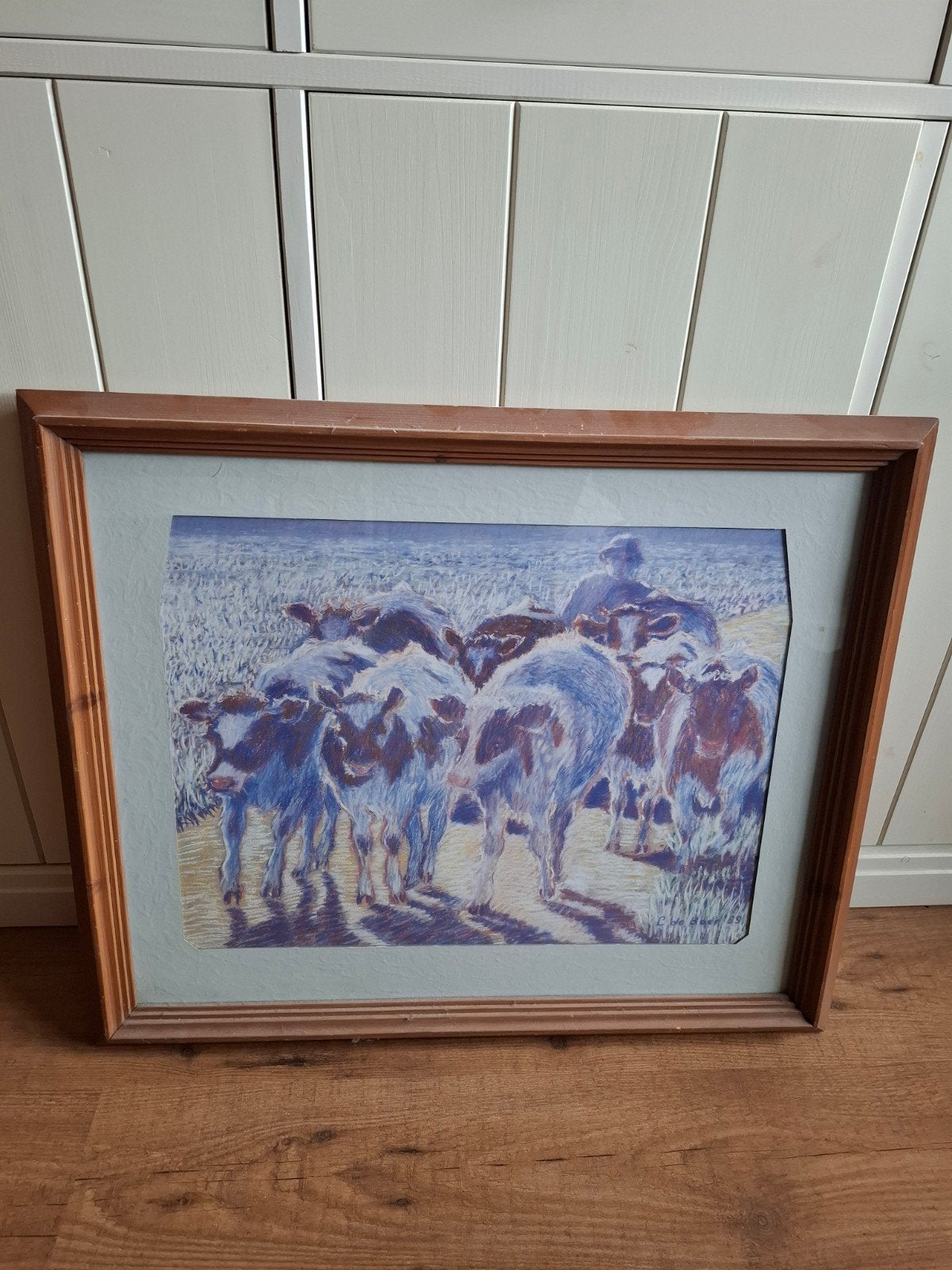 Wegwijs '86/'87 - Schilderij van koeien en boer, Antiek en Kunst, Ophalen