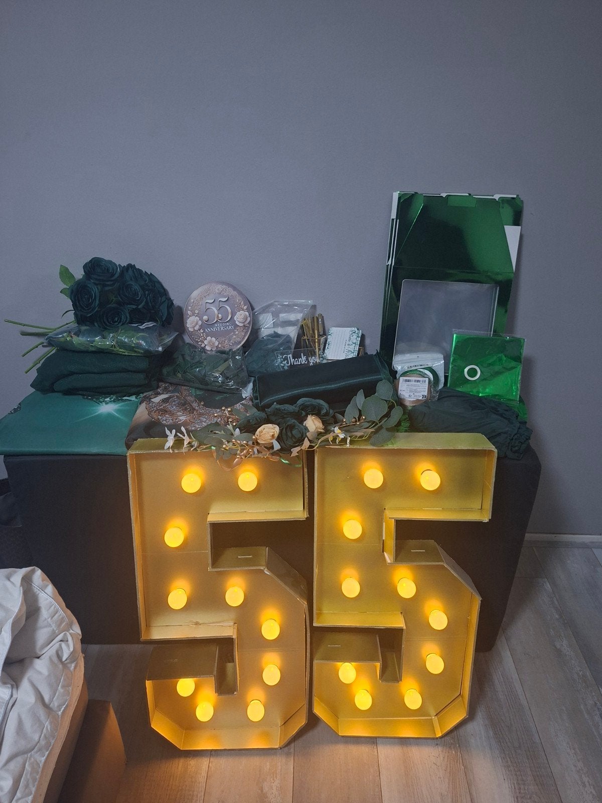 55 jaar getrouwd/ smaragden huwelijk versiering, Ophalen, Zo goed als nieuw, Versiering, Geboorte of Huwelijk