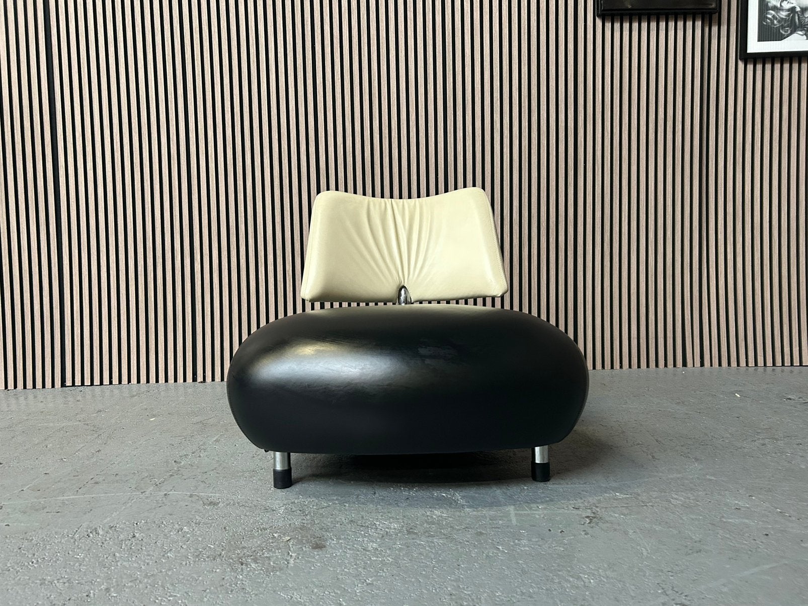 GRATIS LEVERING Leolux Pallone Fauteuil Leer GEREINIGD, Leolux paloma, Zwart, Leer, Ophalen of Verzenden