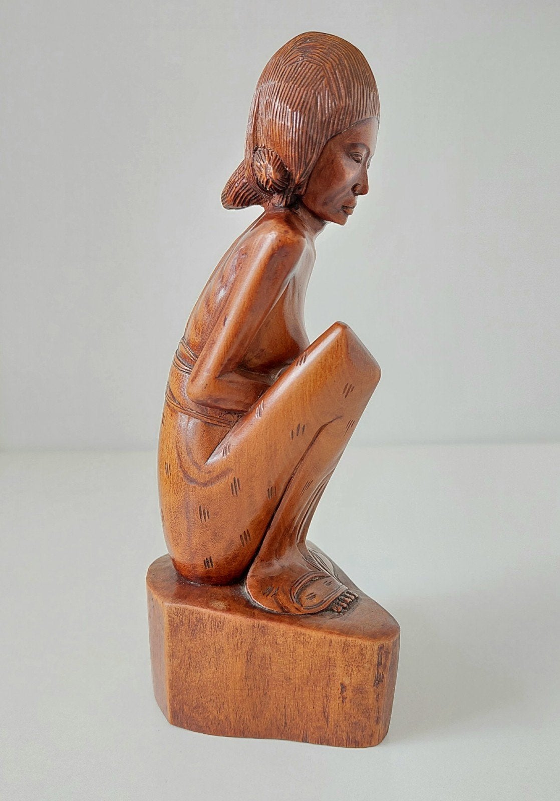 Art Deco Indisch Balinees Houtsnijwerk Sculptuur Beeld Indië, Verzenden, Art deco, Handgemaakt, Beeld