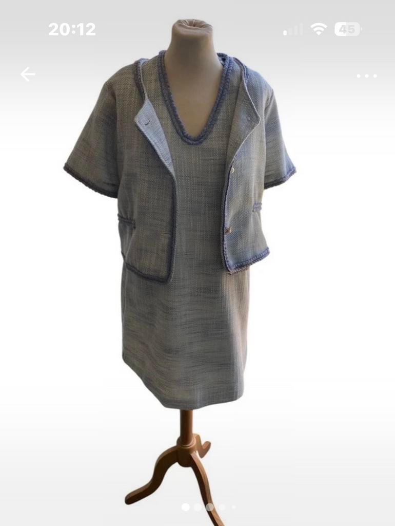 Elegant tweed jurkje met jasje, Kleding | Dames, Jurken, Maat 38/40 (M), Blauw, Nieuw, Ophalen of Verzenden