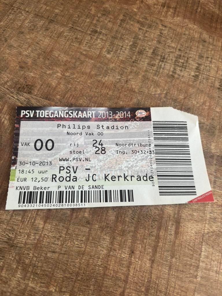 PSV - Roda JC Ticket 30-10-2013, Ophalen of Verzenden, PSV, Overige typen