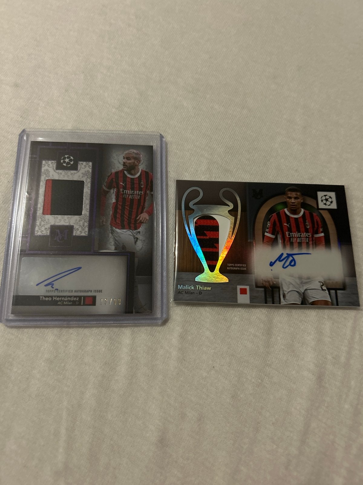 Theo Hernández & Malick Thiaw gesigneerde kaarten AC Milan, Ophalen, Zo goed als nieuw, Buitenlandse clubs, Spelerskaart