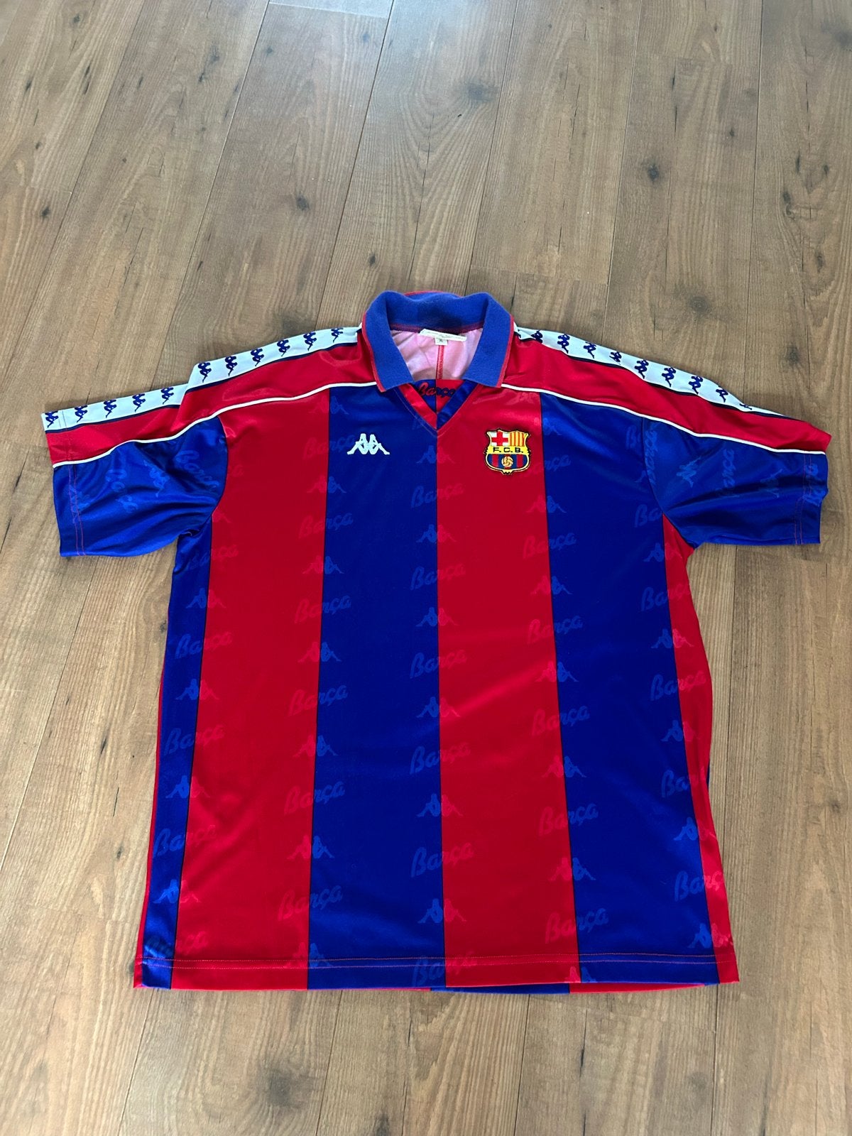 Vintage Kappa FC Barcelona Thuisshirt - Maat XL, Kleding | Heren, Ophalen of Verzenden, Gedragen, Maat 56/58 (XL), Blauw