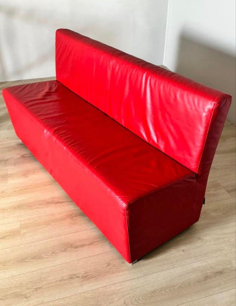 Lederen bank rood, Ophalen, Tweepersoons, Rood