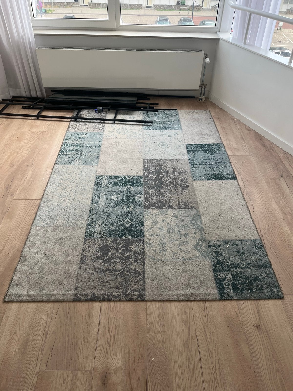 Modern Patchwork Vloerkleed - Grijs/Blauw, Ophalen, 150 tot 200 cm, 200 cm of meer, Zo goed als nieuw