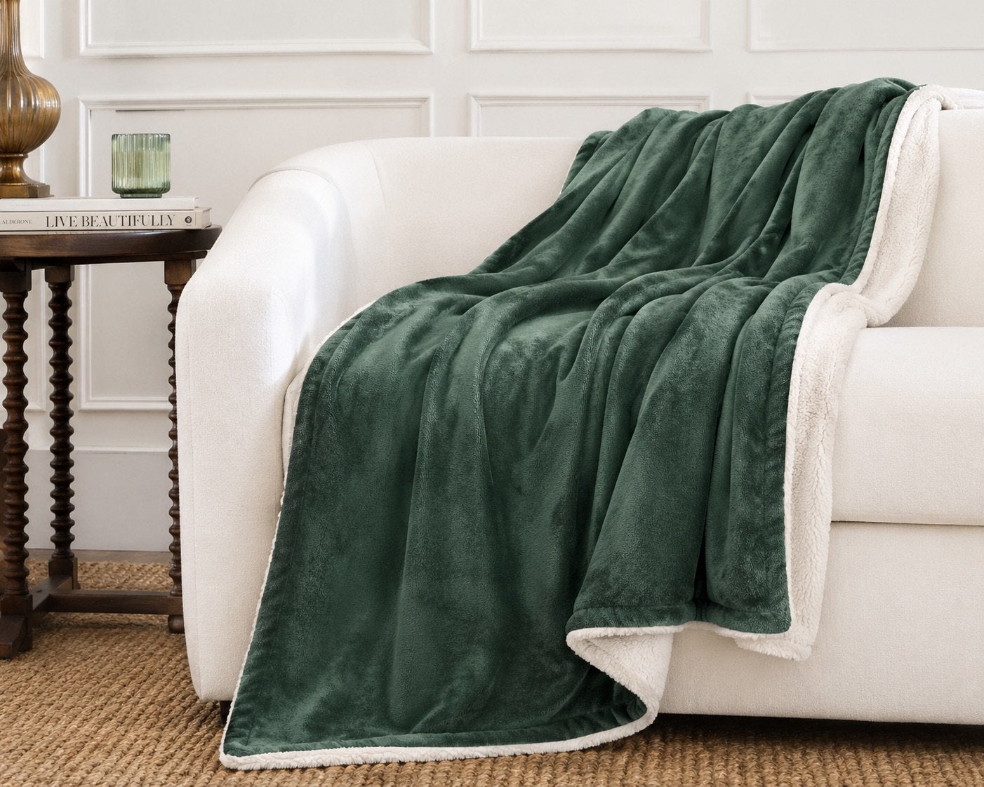 Donker groen Unique Living Lars Plaid – Nieuw, 200 cm, Nieuw, Wasbaar, 150 cm