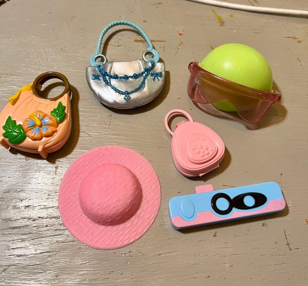 Vintage retro Barbie Sindy Fleur tasjes shopper hoed helm, Ophalen of Verzenden, Zo goed als nieuw, Accessoires