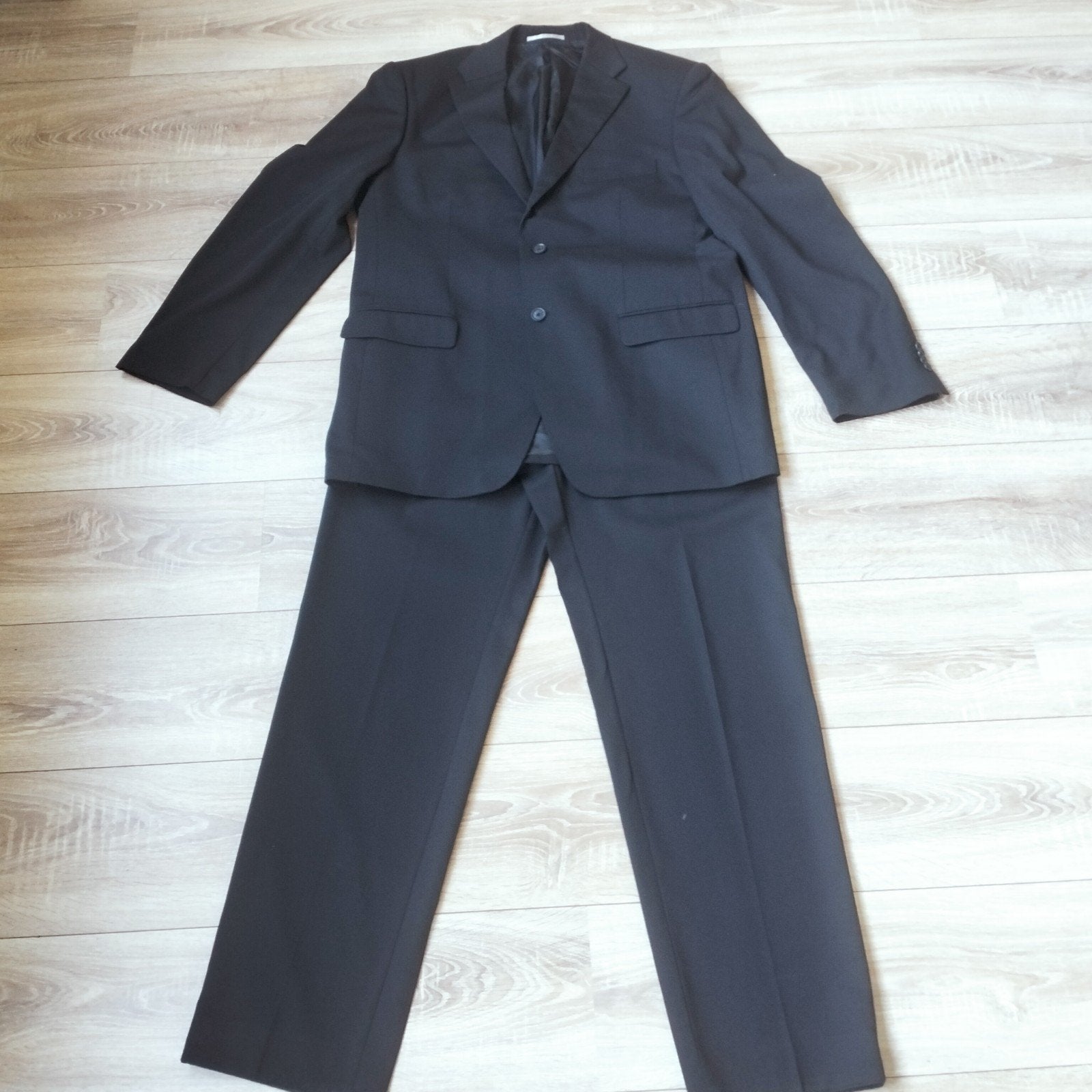 WE zwart effen heren kostuum broek en colbert mt 54, Maat 52/54 (L), WE, Zwart, Ophalen of Verzenden