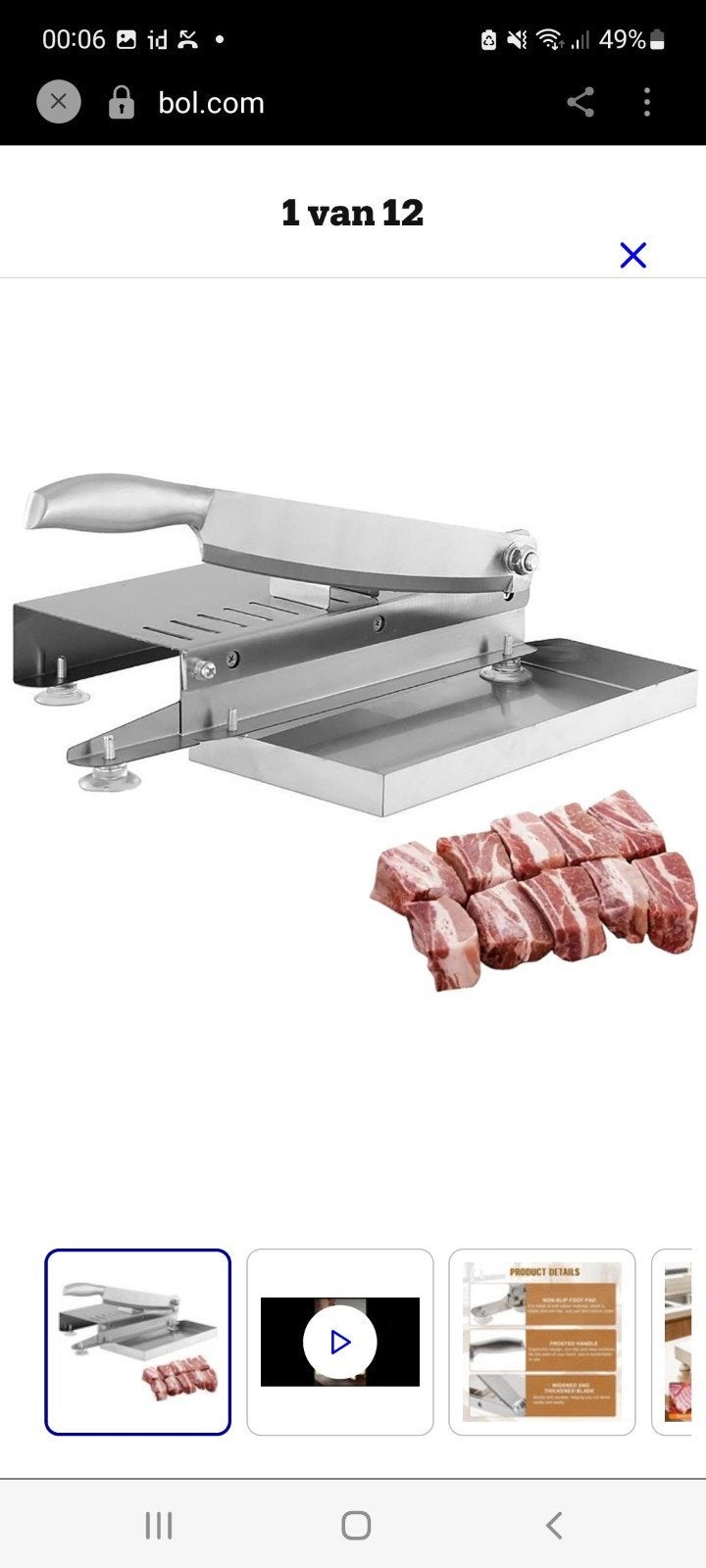 Roestvrijstalen Vleessnijmachine - Handmatige Bottensnijder, Snij-/serveerplank, Ophalen of Verzenden, Zo goed als nieuw, Metaal