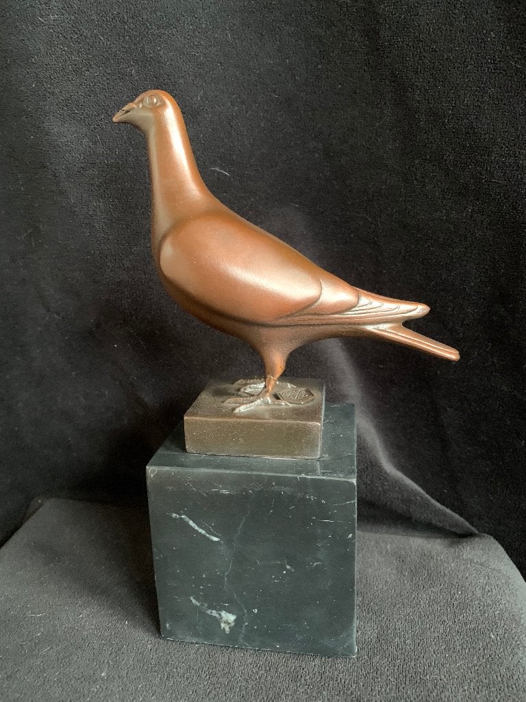 Een fraai bronzen Duif .Brons, Ophalen of Verzenden, Gemerkt, Brons, Beeld