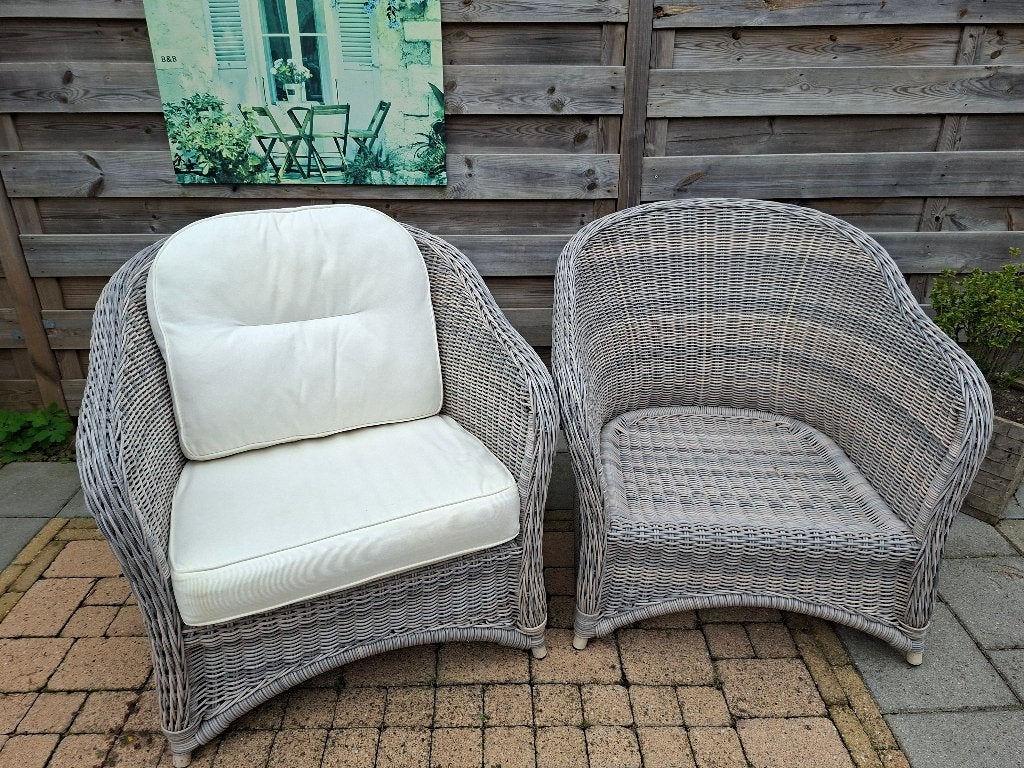 Applebee Wicker Tuinstoelen met Kussens (2 stuks), Gebruikt, Wicker, Stoel, Tuinset