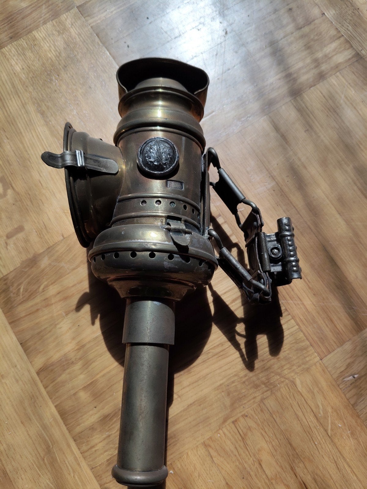 Antieke koperen fietslamp - Oude fietsverlichting, Ophalen of Verzenden