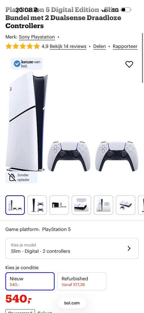 SONY PlayStation 5 Console Slim Digital Edition 2 DualSense, Ophalen of Verzenden, Nieuw