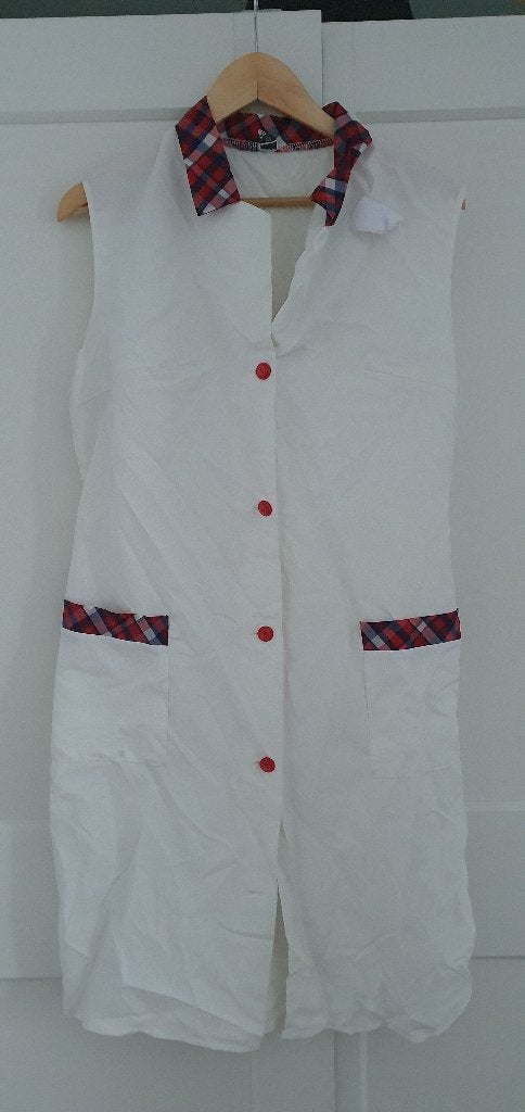 Retro Jaren '70 Schort Maat 42, Gebruikt, Schort, Wit, Polyester