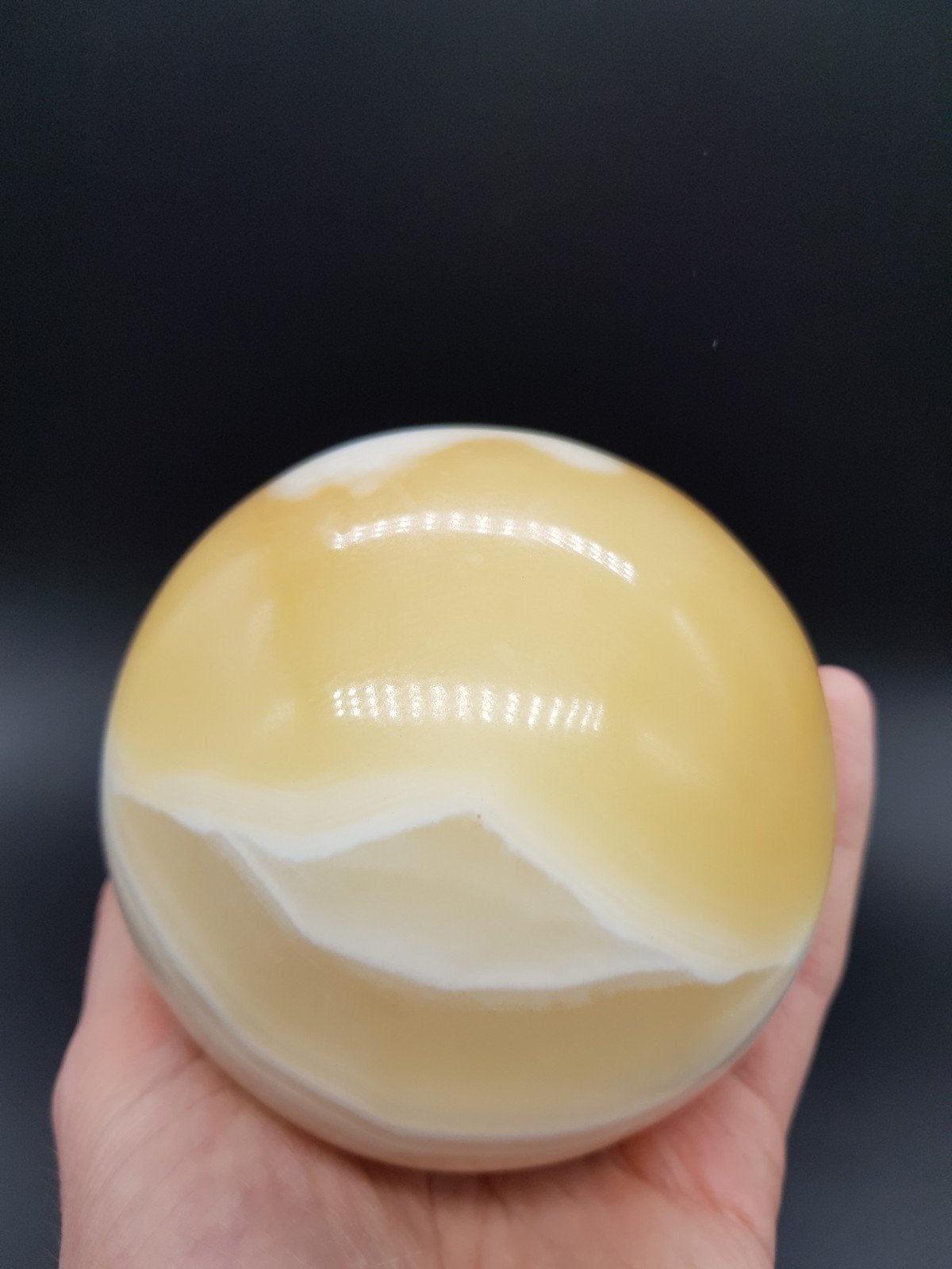 Gepolijste gele Calciet bol, Ophalen of Verzenden, Mineraal
