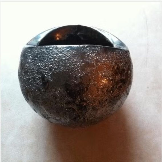 Bloempot zwart/zilver Br 20 cm H 17 cm, Rond, Ophalen of Verzenden, Aardewerk, Minder dan 40 cm