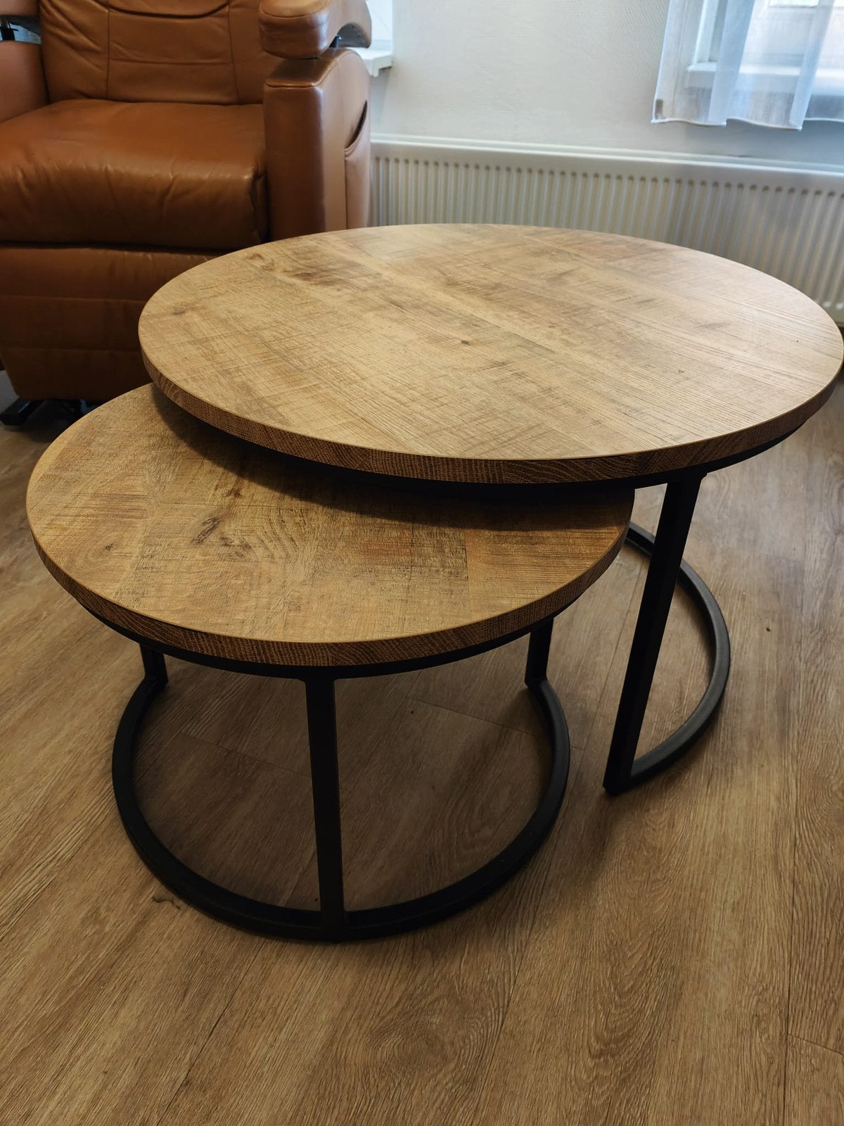 2 ronde salontafeltjes, Ophalen, Zo goed als nieuw, Rond, 50 tot 100 cm