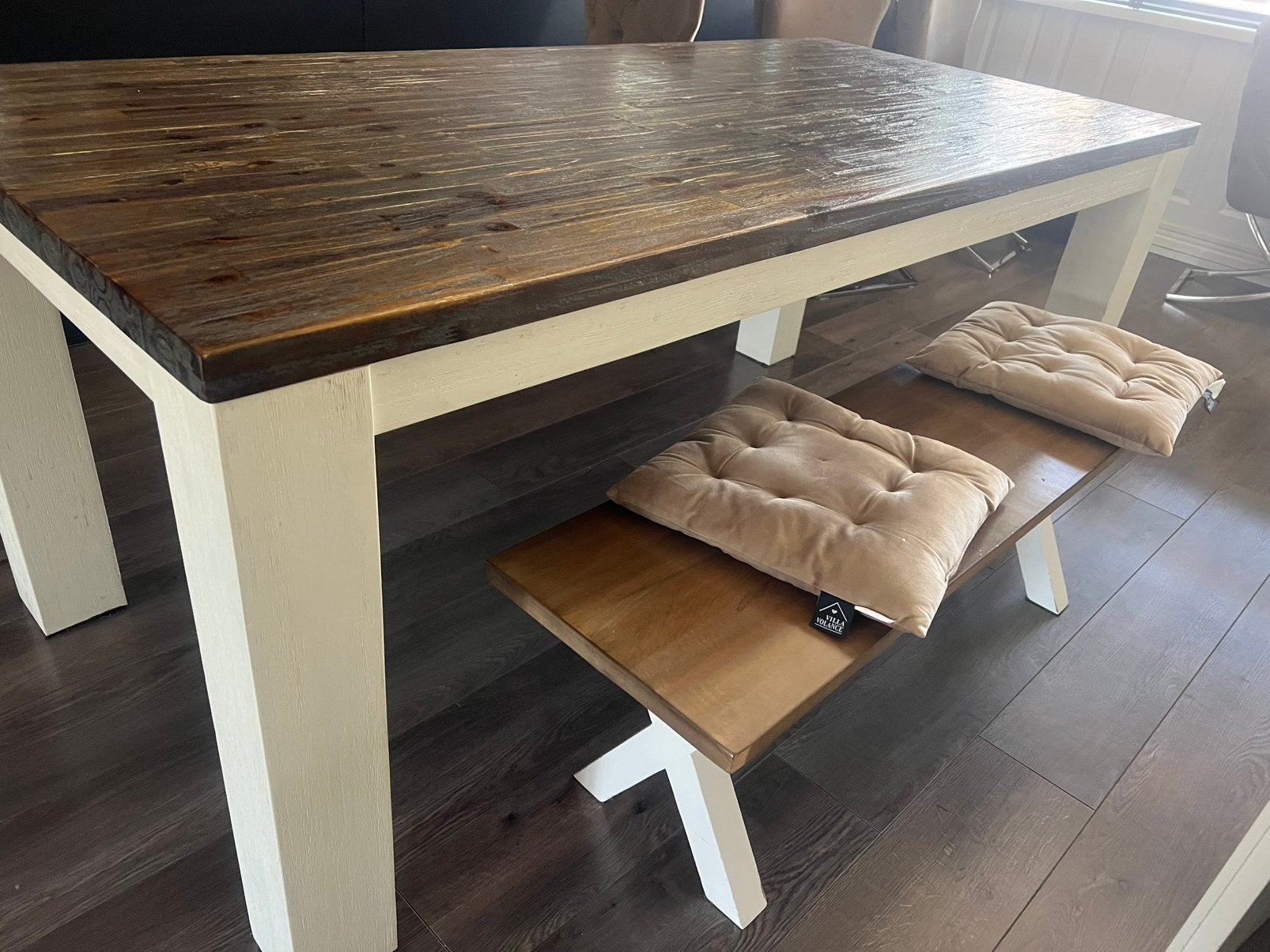 Eikenhout eettafel inclusief bankje, Ophalen, Gebruikt, Eikenhout, 50 tot 100 cm