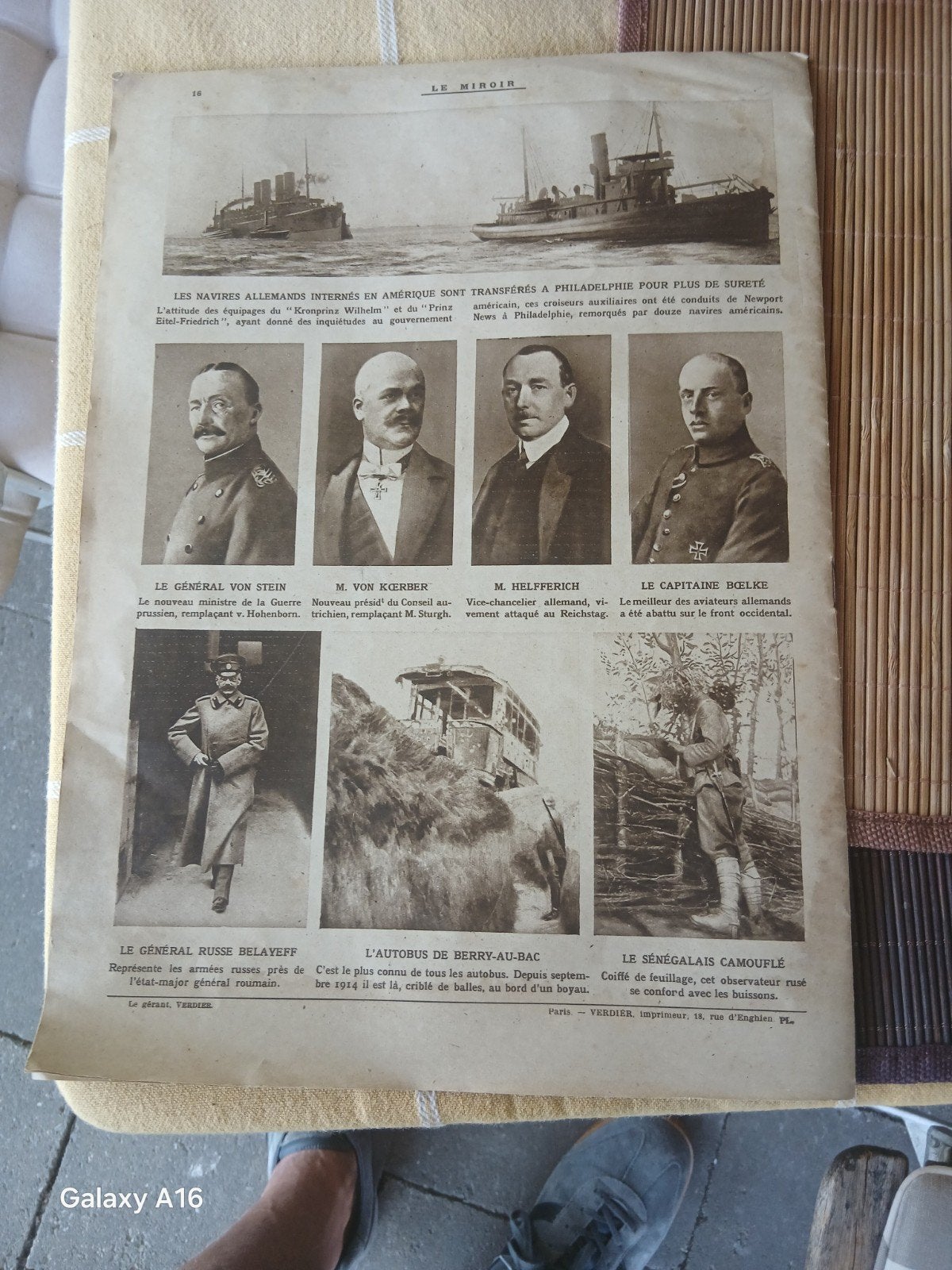 Orginele krant le miroir d.d. 12 november 1916, Ophalen of Verzenden