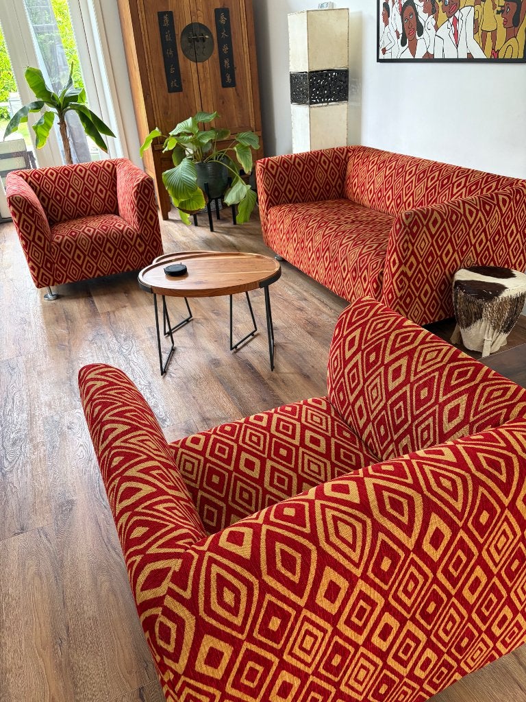 Jan des Bouvrie Gelderland Bankstel met twee fauteuils, Ophalen, Gebruikt, 150 tot 200 cm, Tweepersoons