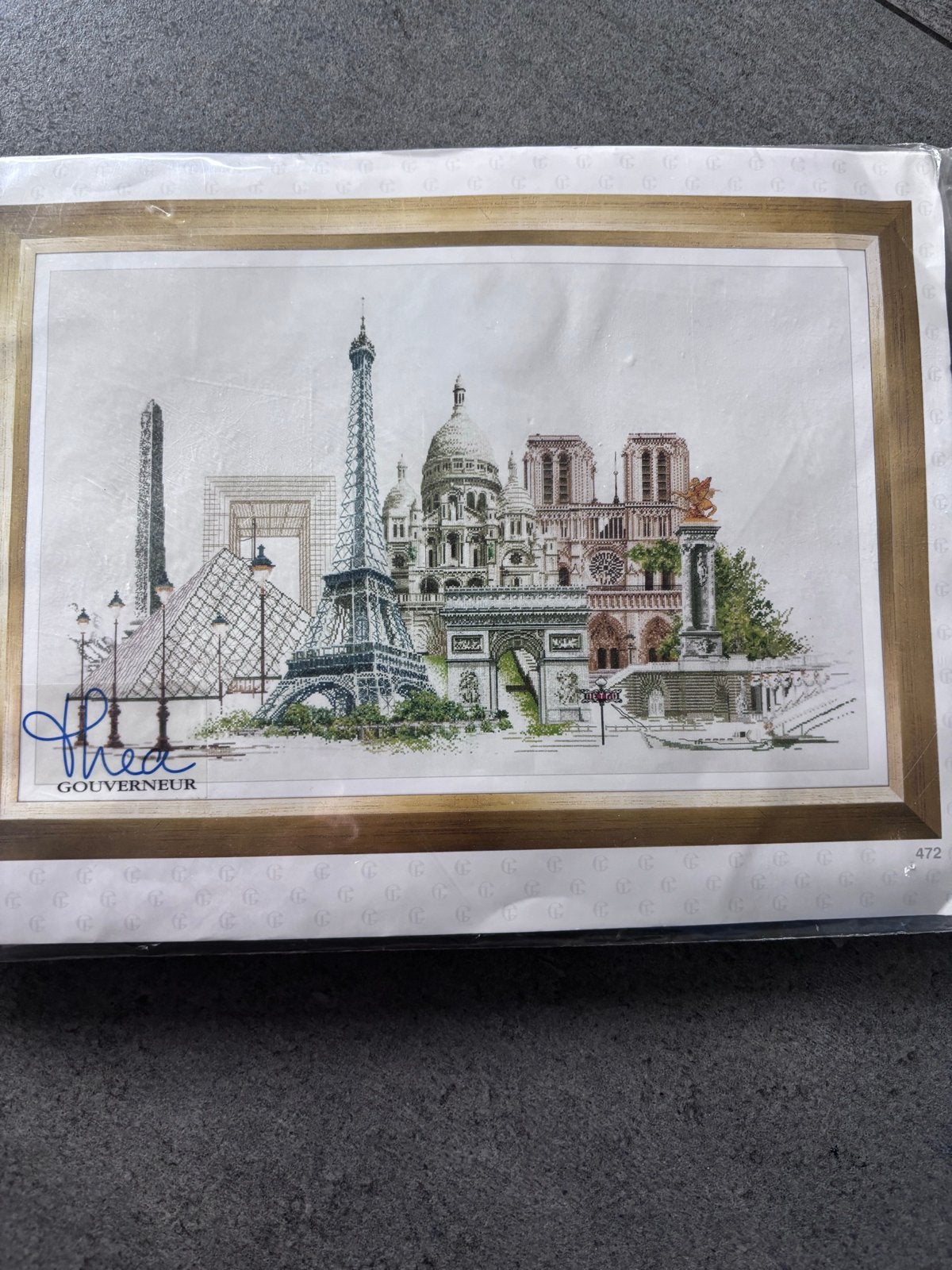 Thea Gouverneur Borduurpakket Parijs 79x50cm, Ophalen of Verzenden, Zo goed als nieuw, Handborduren, Borduurpakket