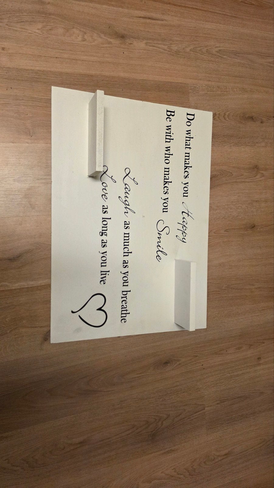 Schilderij met tekst en 2 plankjes, Ophalen of Verzenden, Minder dan 50 cm, Schilderij
