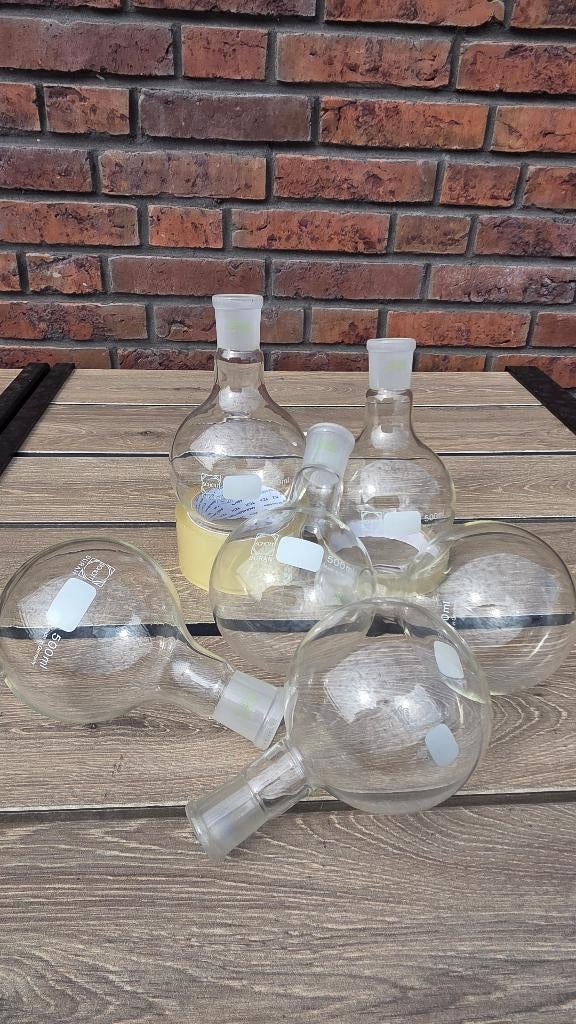 Set van 6x DURAN (Schott) Rondbodemkolven - 500ml, Ophalen