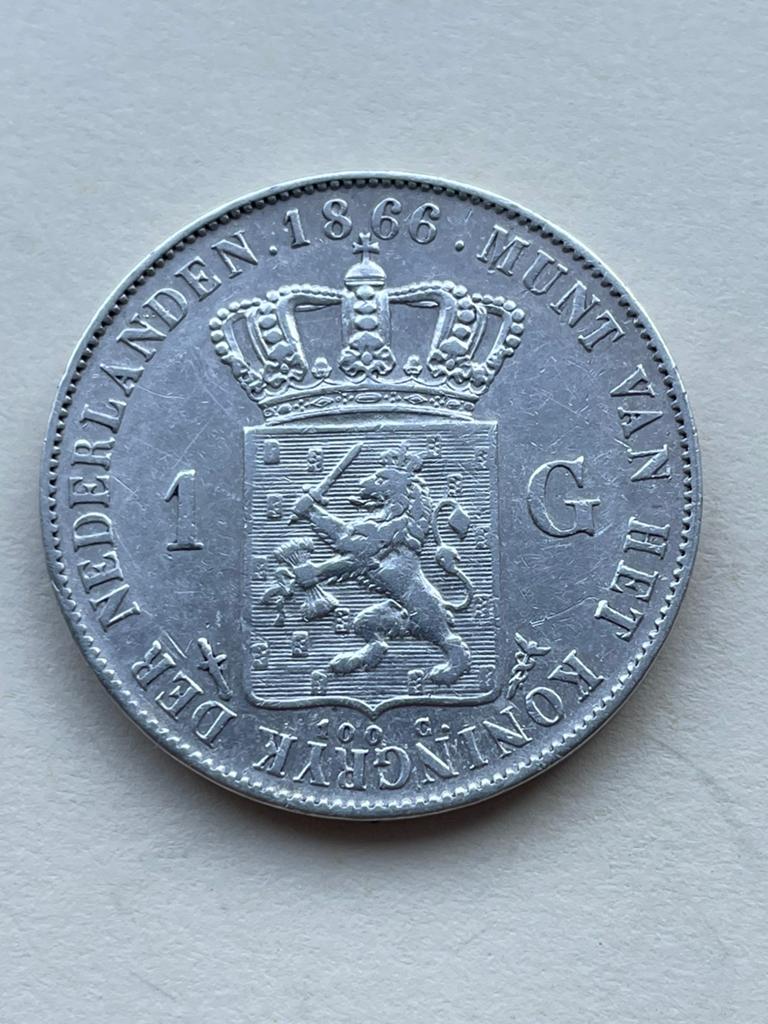 Gulden 1866 zfr/ pr, 1 gulden, Koning Willem III, Verzenden, Zilver